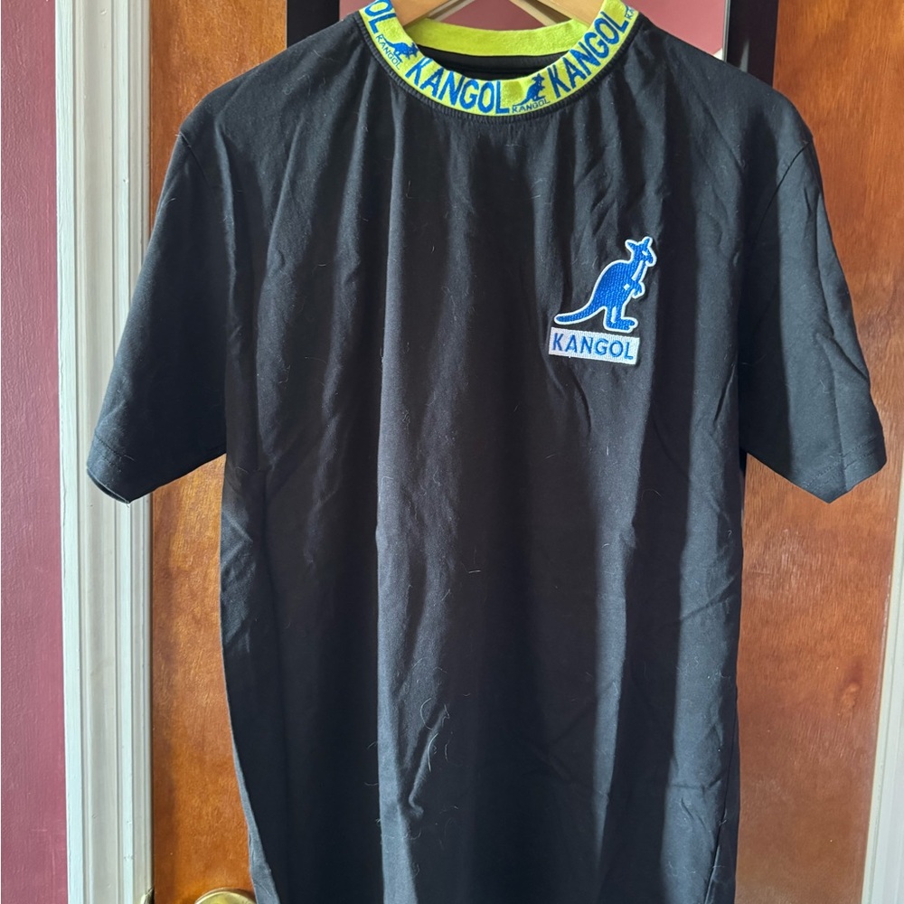 Kangol Black Tee with Blue and Yellow Accents